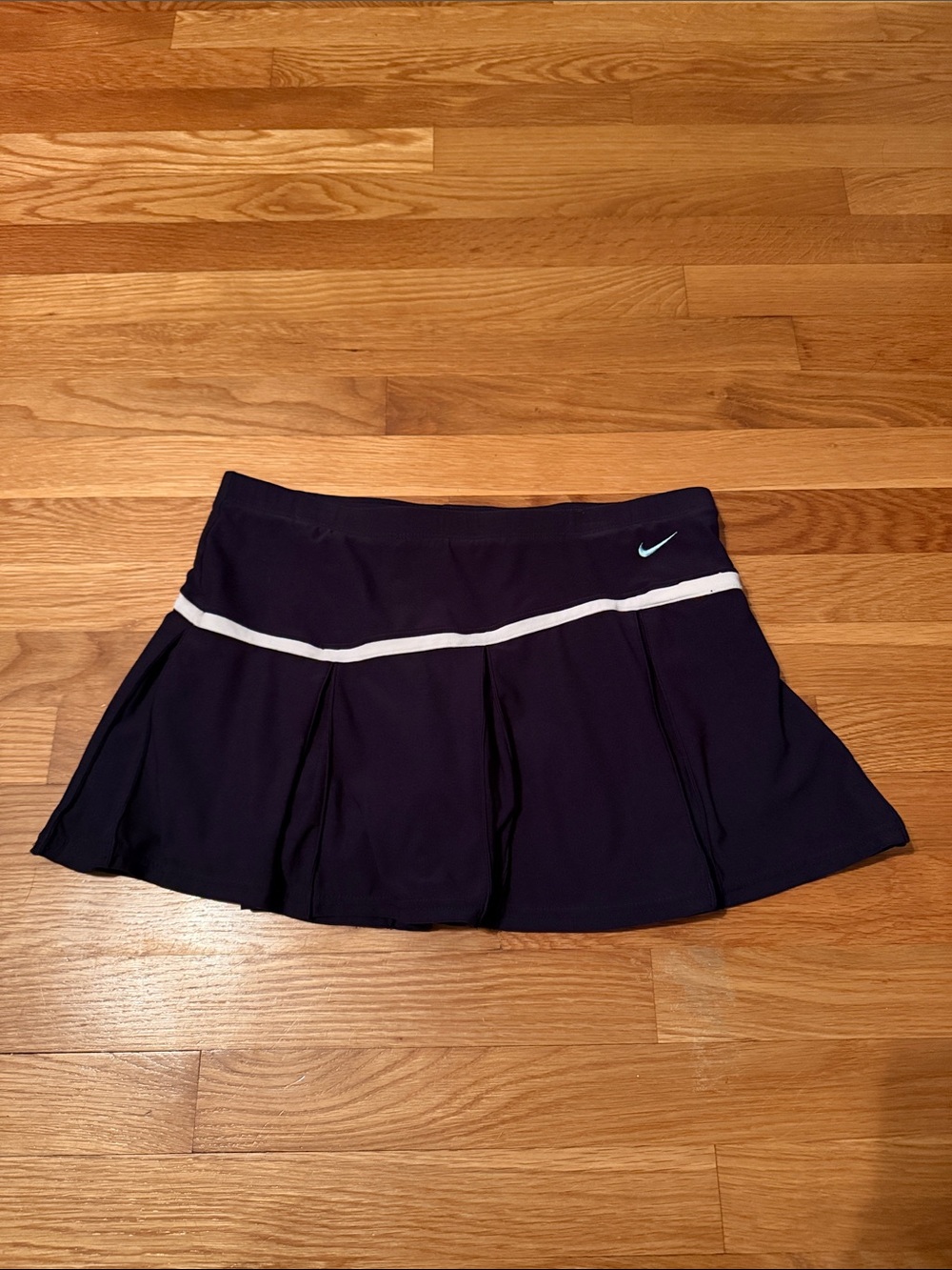 Nike Black Skater Tennis Skirt with White Trim and Teal Swoosh